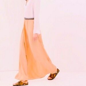 Zara Woman Long Pleated Peach Maxi  Skirt M